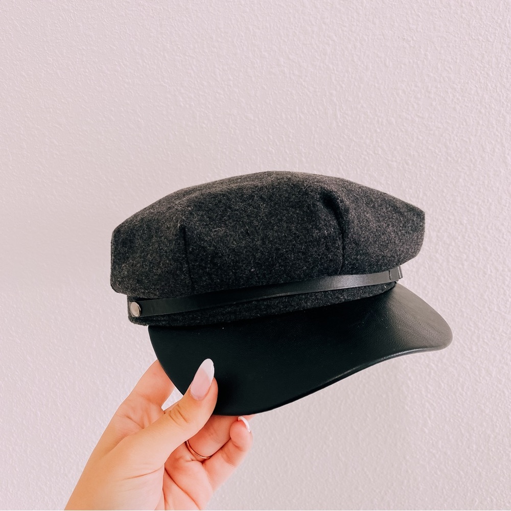 Trendy black train station hat